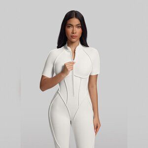 Betterme BTTRM Short Sleeve Full-Length Catsuit Ivory Small